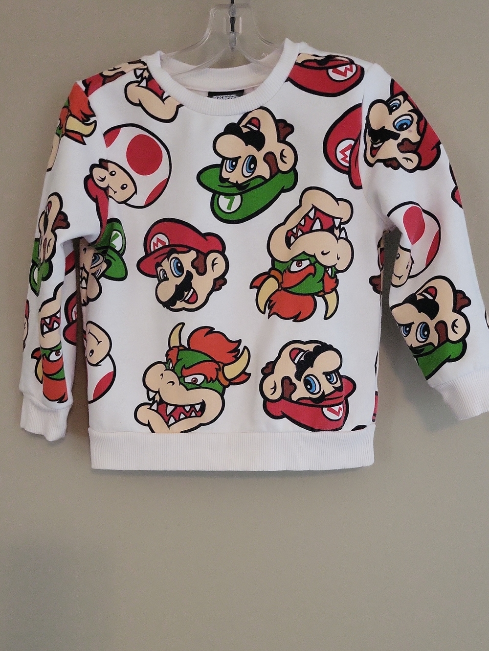 White Super Mario graphic crew neck sweatshirt